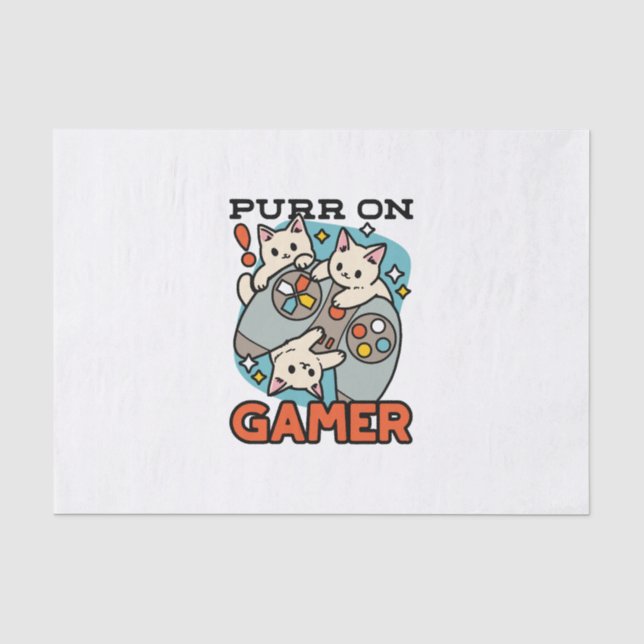Purer On Gamer - Niedliches Cat Gaming Design Seidenpapier (Vorderseite)