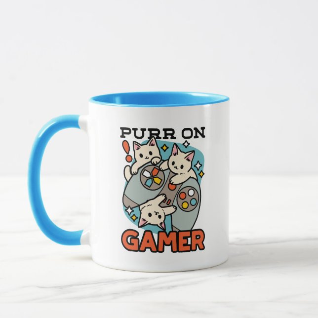 Purer On Gamer - Niedliches Cat Gaming Design Tasse (Links)