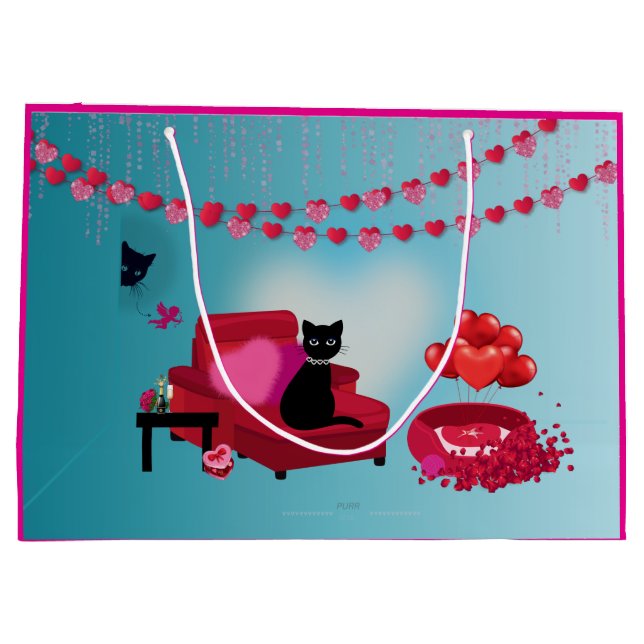 Purere Liebe - Cupid - Katzengeschenktasche Große Geschenktüte (Rückseite)
