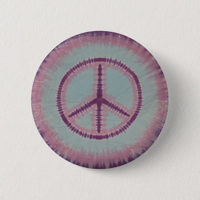 Pures & Blue Gefärbte Krawatte Peace Sign Button F (Vorderseite)