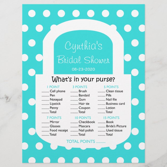 Pures Brautparty-Spiel auf Türkis (Vorderseite)