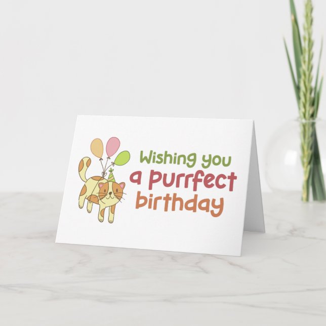 Purfect Birthday Niedlich Cat Lover Funny Geburtst Karte (Vorderseite)