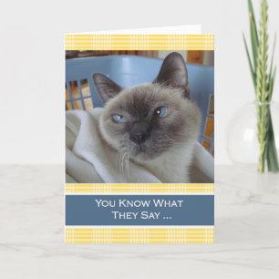 Purfect Birthday wünscht, siamesische Katze im Kor Karte