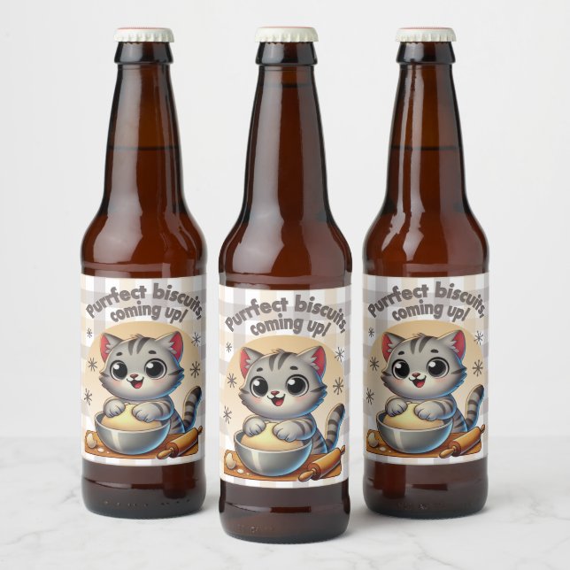 "Purfect biscuits, kommend" Katzenkuppe Bierflaschenetikett (Flaschen)