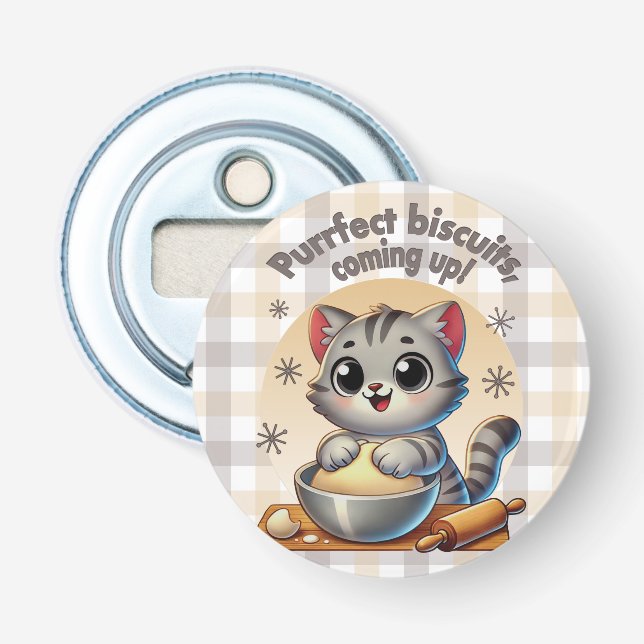 "Purfect biscuits, kommend" Katzenkuppe Flaschenöffner (Vorderseite)