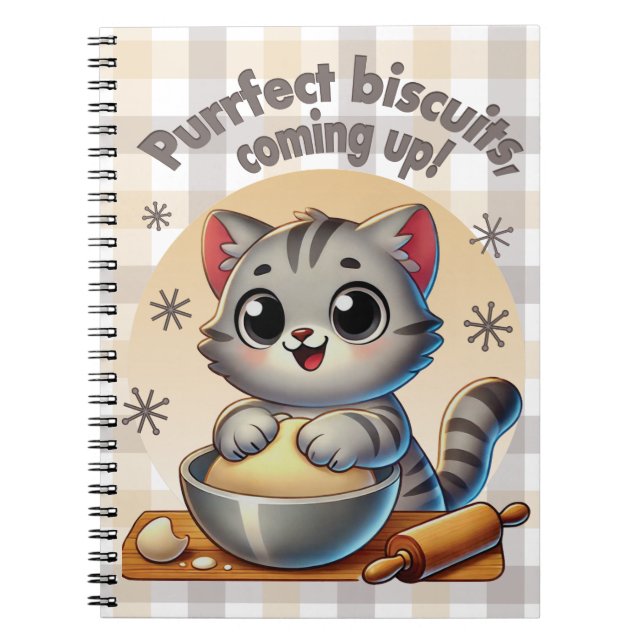 "Purfect biscuits, kommend" Katzenkuppe Notizblock (Vorderseite)