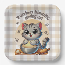 "Purfect biscuits, kommend" Katzenkuppe Pappteller