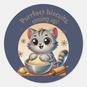 "Purfect biscuits, kommend" Katzenkuppe Runder Aufkleber