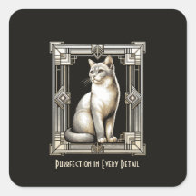 Purfect Cat Design im Schwarz-Weiß-Jugendstil