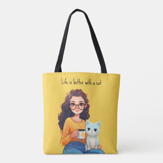 Purfect Cat Lover Mama Niedlich gelb Tasche (Rückseite)