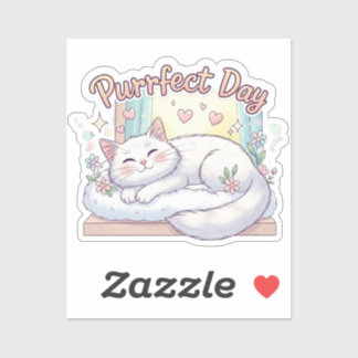 Purfect Day - Niedliche entspannende Katze Aufkleber