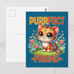 Purfect Friend pun Niedlich orange Katzenkätzchen Postkarte