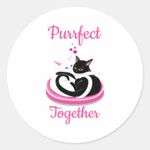 Purfect Gemeinsam Niedliche Katzen Valentin Runder Aufkleber