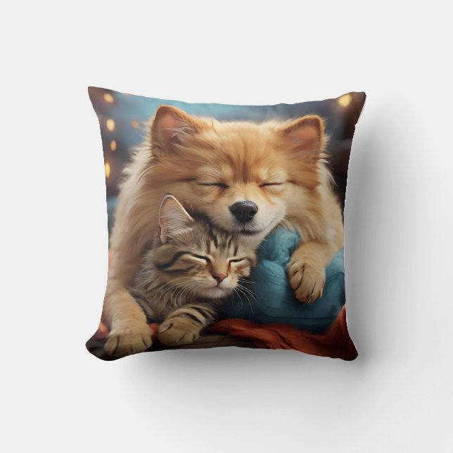 Purfect Harmony: Hunde und Katzenkuppel Kissen (Vorderseite)
