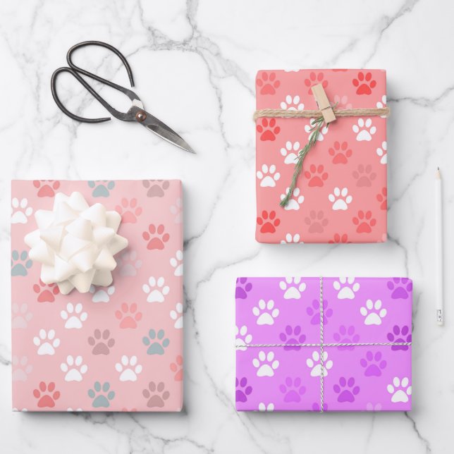 Purfect Pet Paw Prints Geschenkpapier Set (Vorderseite)