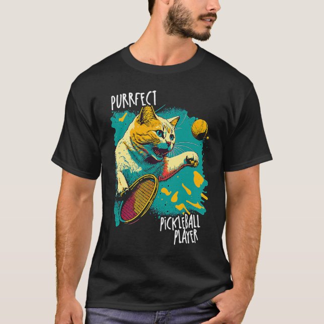 Purfect Player Cat Paddleball Spieler Pickleball T-Shirt (Vorderseite)