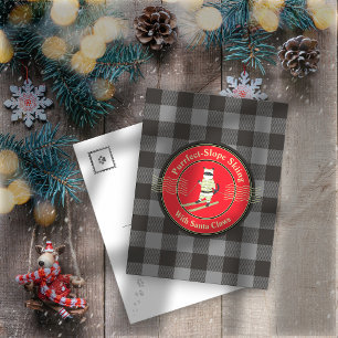 Purfect Slope Skiing mit Santa Claws Feiertagspostkarte