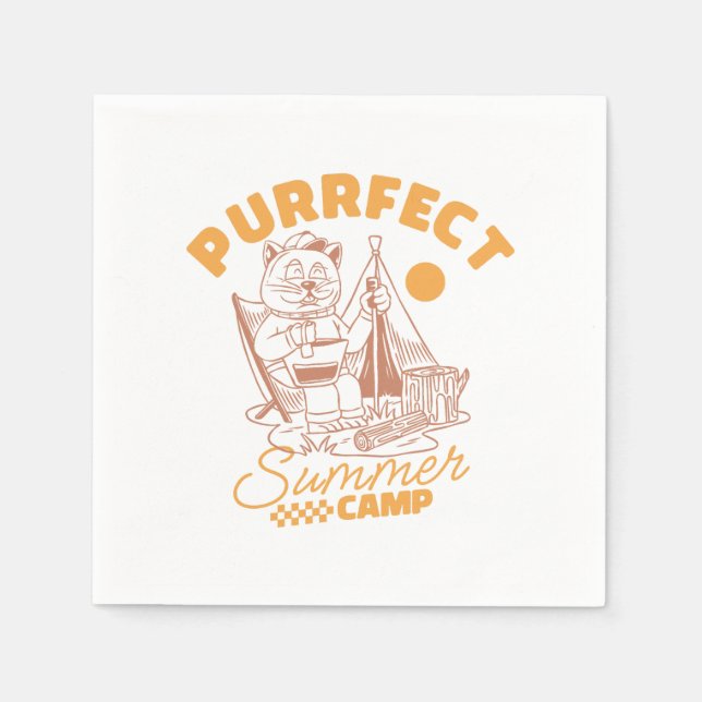 Purfect Summer Camp - Vintage Katze Serviette (Vorderseite)