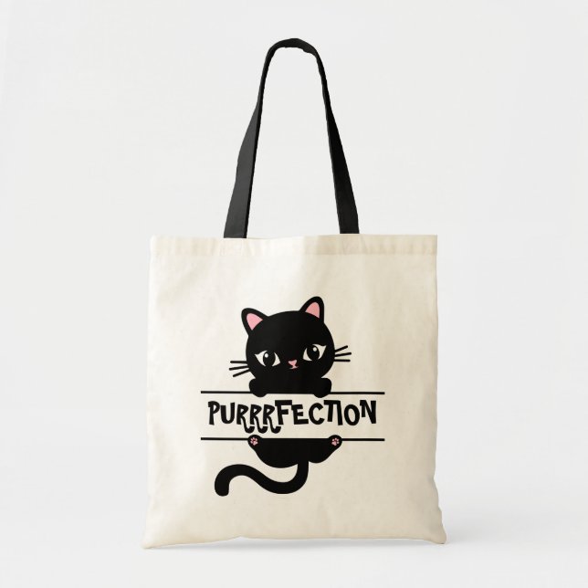 [Purfection] Niedliches Kitten Klettern Zeichen Tragetasche (Vorne)