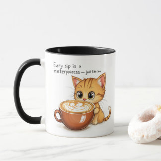 Purfektion in jeder Sippe - Niedliche Katze Latte  Tasse