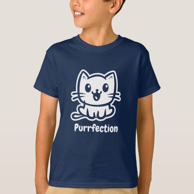 Purfektion, sehr Niedliche Anime-Katze T-Shirt (Vorderseite)