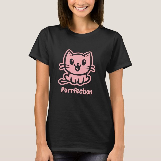Purfektion, sehr Niedliche Anime-Katze T-Shirt (Vorderseite)