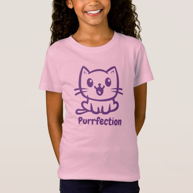 Purfektion, sehr Niedliche Anime-Katze T-Shirt (Vorderseite)