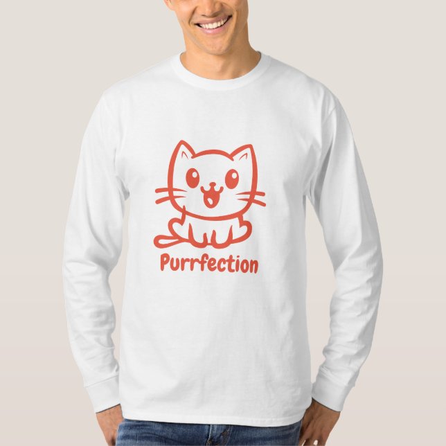 Purfektion, sehr Niedliche Anime-Katze T-Shirt (Vorderseite)