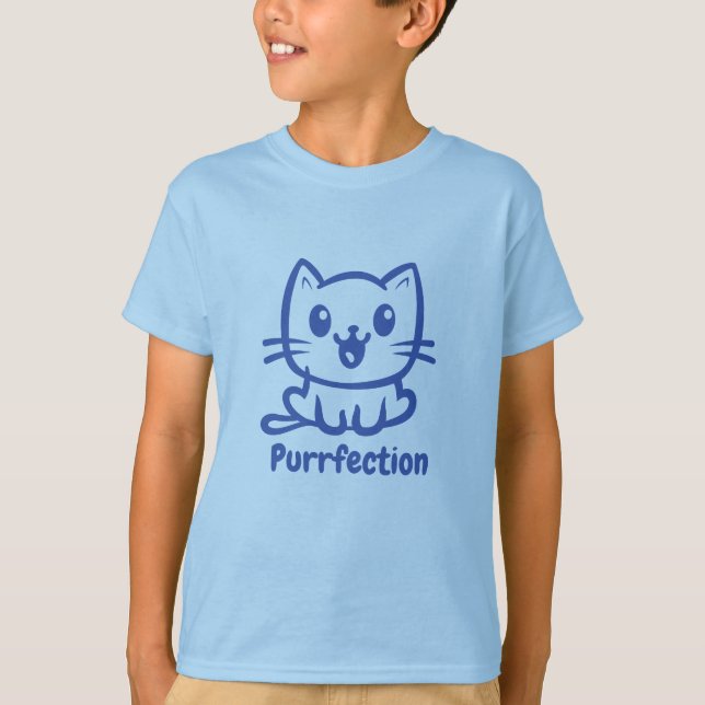 Purfektion, sehr Niedliche Anime-Katze T-Shirt (Vorderseite)