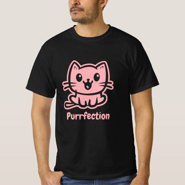 Purfektion, sehr Niedliche Anime-Katze T-Shirt (Vorderseite)