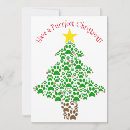 Purffect Christmas Niedlich Cat Paw Print Tree Fot Feiertagskarte