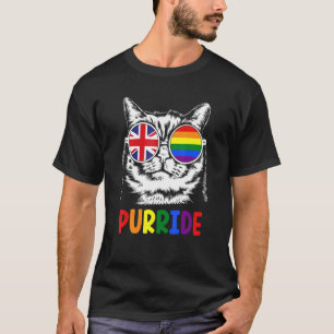 Puride Gay Pride Parade Uk Flag Coole Katze Mit So T-Shirt
