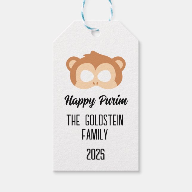 Purim Affenmaske masquerade Kostüm Geschenkanhänger (Vorderseite)