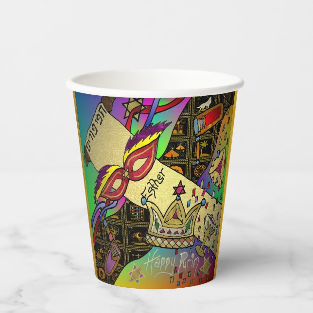 Purim Esther Celebration Dark Art Print Pappbecher (Vorderseite)