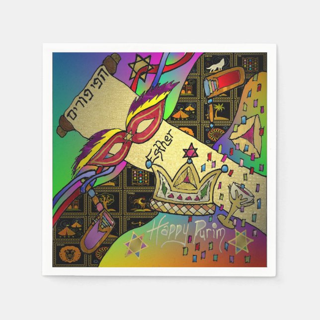 Purim Esther Celebration Dark Art Print Serviette (Vorderseite)