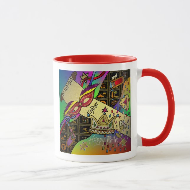 Purim Esther Celebration Dark Art Print Tasse (Rechts)