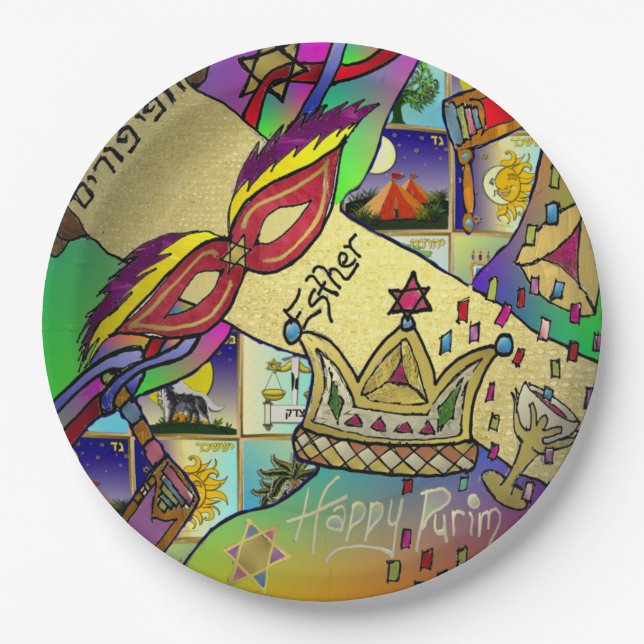 Purim Esther Celebration Light Art Print Pappteller (Vorderseite)
