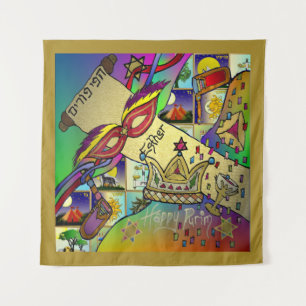 Purim Esther Celebration Light Art Print Tapestes Wandteppich