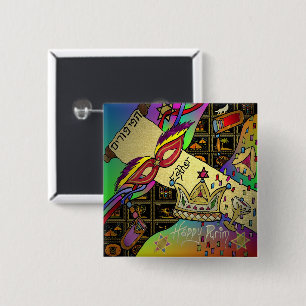 Purim Esther Feier Kunstprint Quadratischer Button