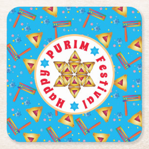 Purim Festival Jewish Holiday Geschenke Hamantasch Rechteckiger Pappuntersetzer