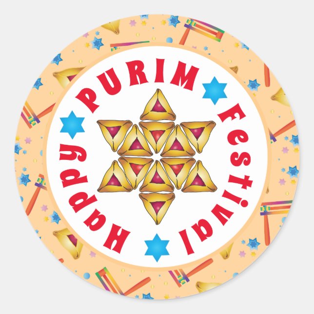 Purim Festival Jewish Holiday Geschenke Hamantasch Runder Aufkleber (Vorderseite)