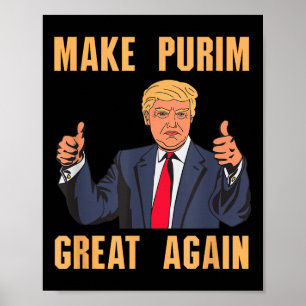 Purim Groß machen, wieder lustig Trump Kostüm Hebr Poster