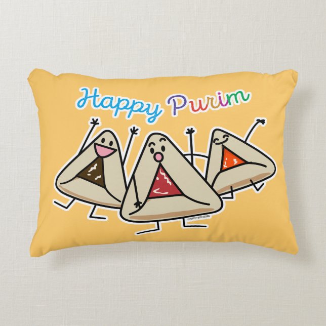 Purim hamantaschen Gebäck Sameach Oznei Haman Dekokissen (Vorderseite)