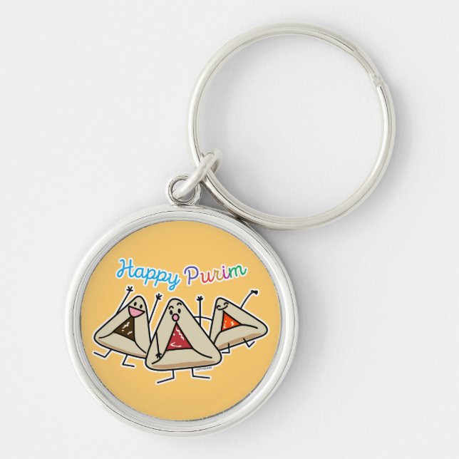 Purim hamantaschen Gebäck Sameach Oznei Haman Schlüsselanhänger (Vorne)
