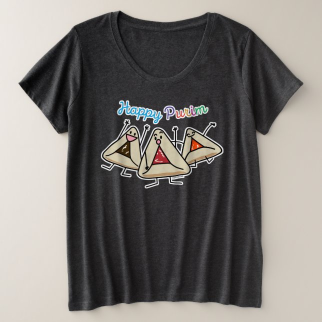 Purim hamantaschen Konditii Sameach Oznei Haman Große Größe T-Shirt (Design vorne)