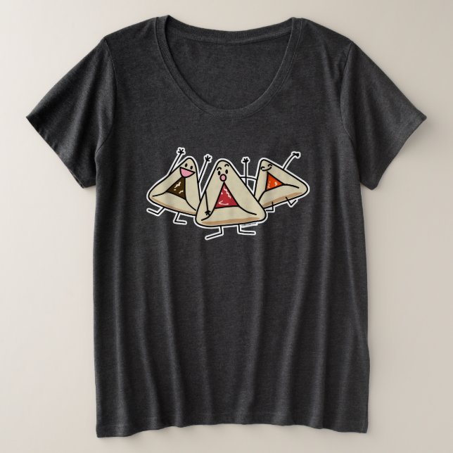 Purim hamantaschen Konditii Sameach Oznei Haman Große Größe T-Shirt (Design vorne)