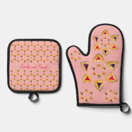 Purim Hamantaschen Personalizable Rosé Ofenhandschuh & Topflappen-Set