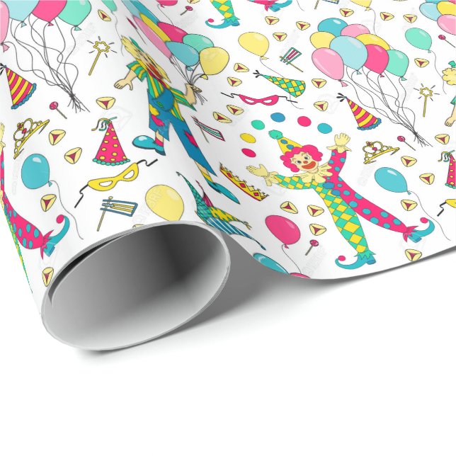Purim Jewish Holiday Clowns Geschenkpapier (Rolleneckpunkt)