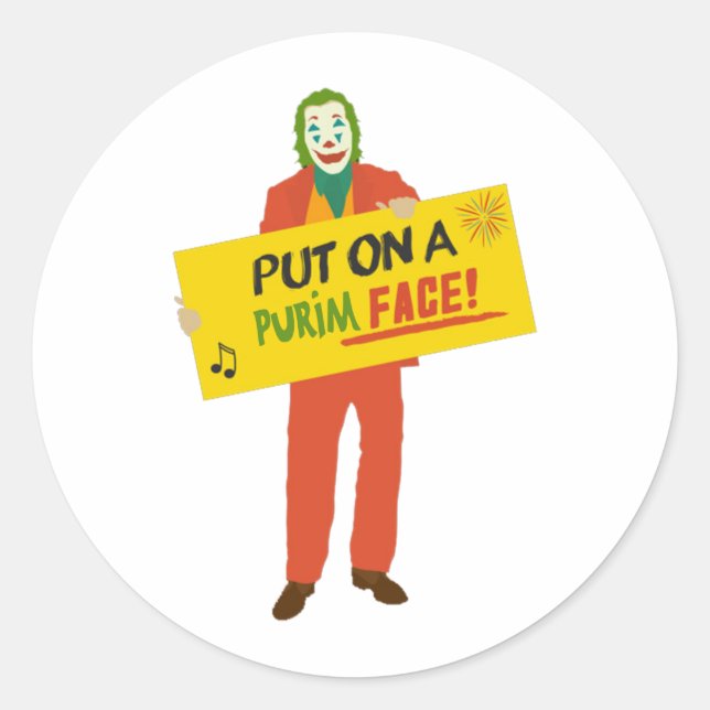 Purim Joker Runder Aufkleber (Vorderseite)