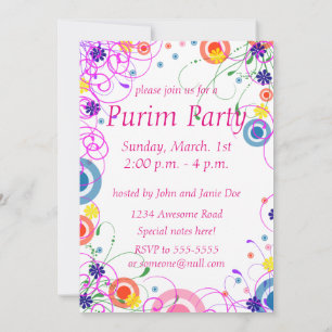 Purim Mask et Swirls Invitation